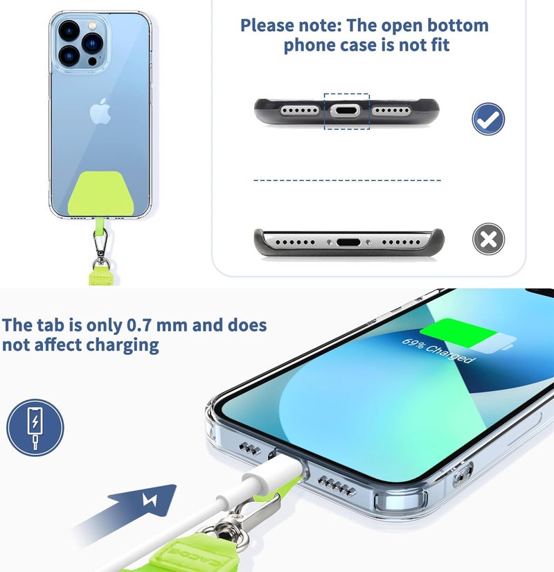 CACOE Phone Lanyard 2 Pcs-1 Pcs Adjustable Neck Strap,1 Pcs Wrist Strap,4 Pads,Universal Crossbody Multifuctional Cell Phone Lanyards Compatible with Most Smartphones(Green) - Image 2